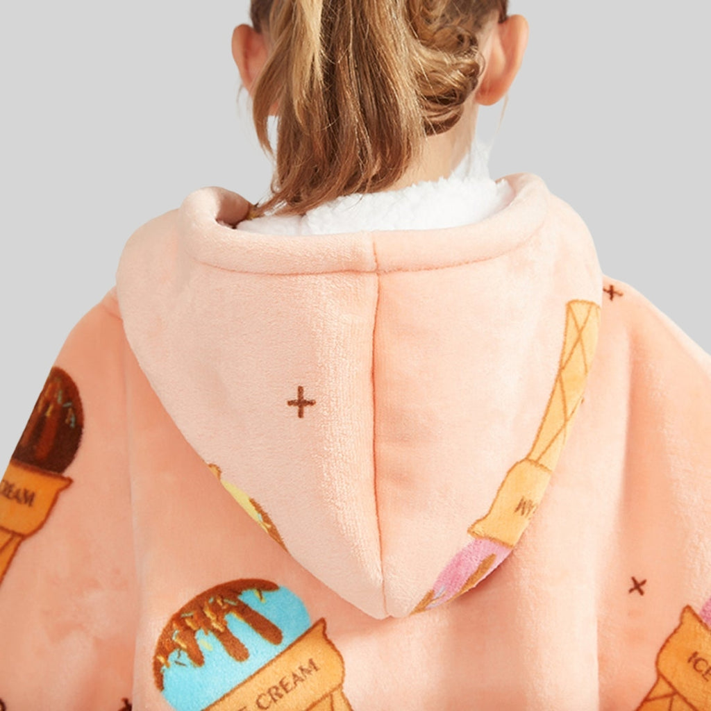I Love Icecream Kids | Icecream-themed Blanket Hoodie