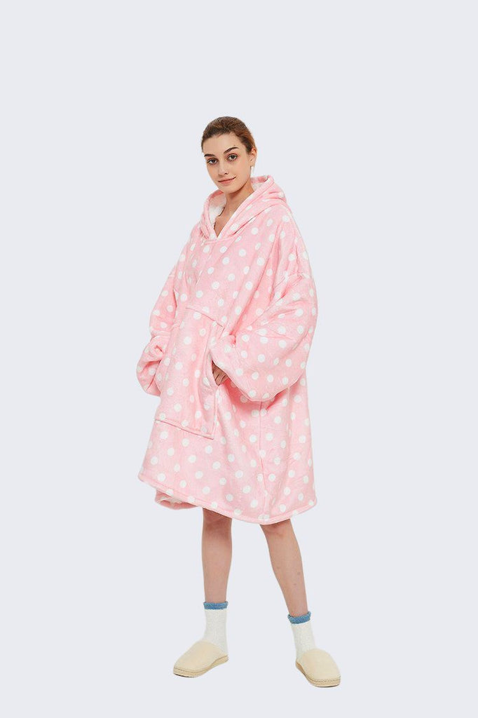Snazzy Pink | Pink Polkadots Blanket Hoodie